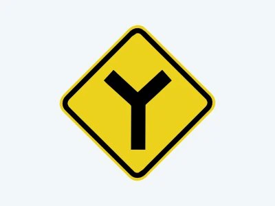 Placa de advertência A-9: Bifurcação em “Y”