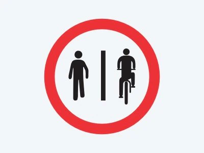 Placa de regulamentação R-36B: Pedestres à esquerda, ciclistas à direita