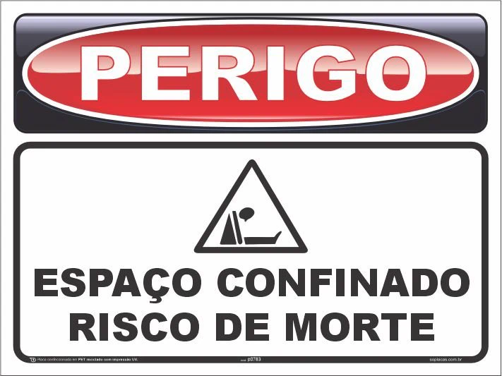 Placa de perigo: Espaço confinado risco de morte
