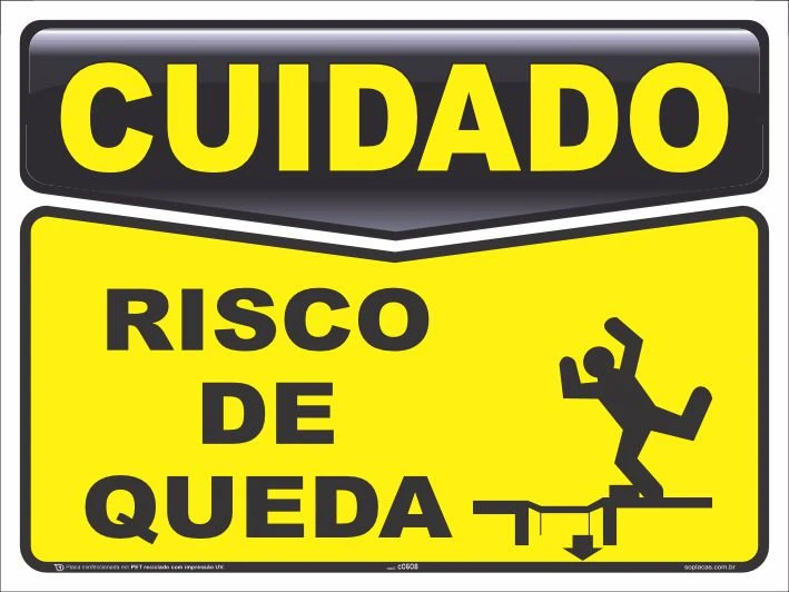 Placa de cuidado: Risco de queda