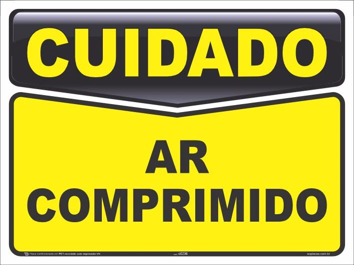 Placa de cuidado: Ar comprimido