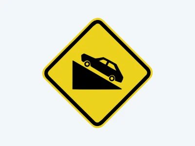 Placa de advertência A-20B: Aclive acentuado