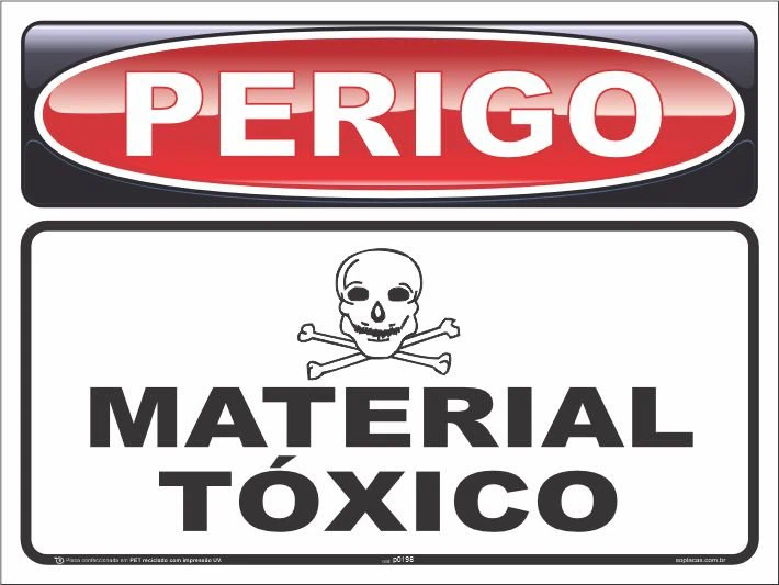Placa de perigo: Material tóxico