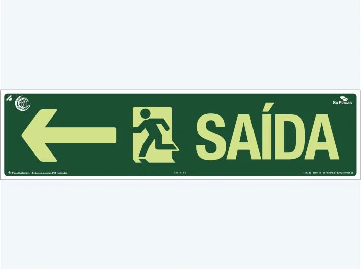 Placa de rota de fuga S13-E: Saída Seta para Esquerda