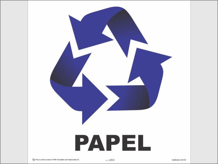 Placa de coleta seletiva: Papel