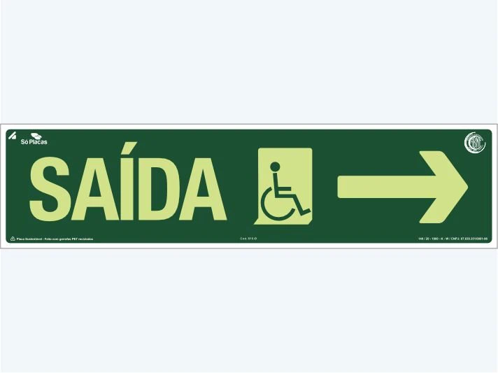 Placa de rota de fuga S16-D: Saída Seta para Direita Cadeirante