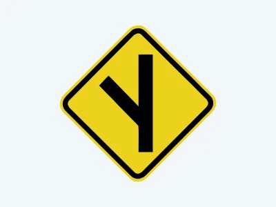 Placa de advertência A-10A: Entroncamento oblíquo à esquerda