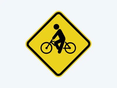 Placa de advertência A-30A: Trânsito de ciclistas
