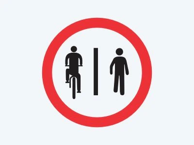 Placa de regulamentação R-36A: Ciclistas à esquerda, pedestres à direita