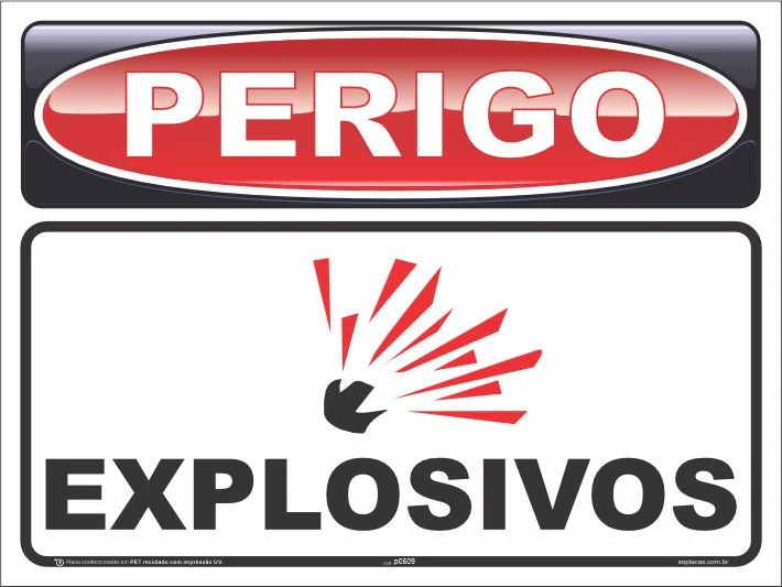 Placa de perigo: Explosivos