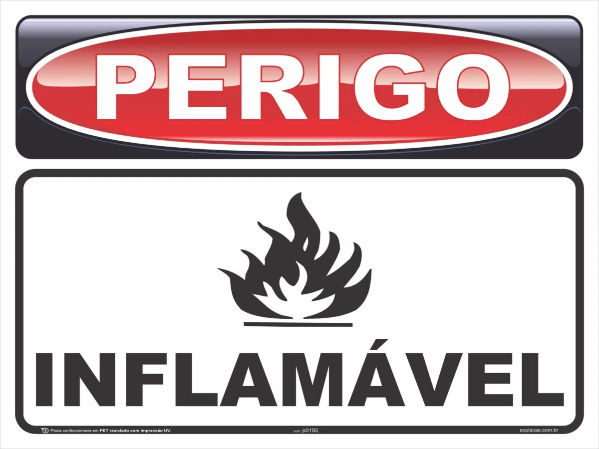 Placa de perigo: Inflamável