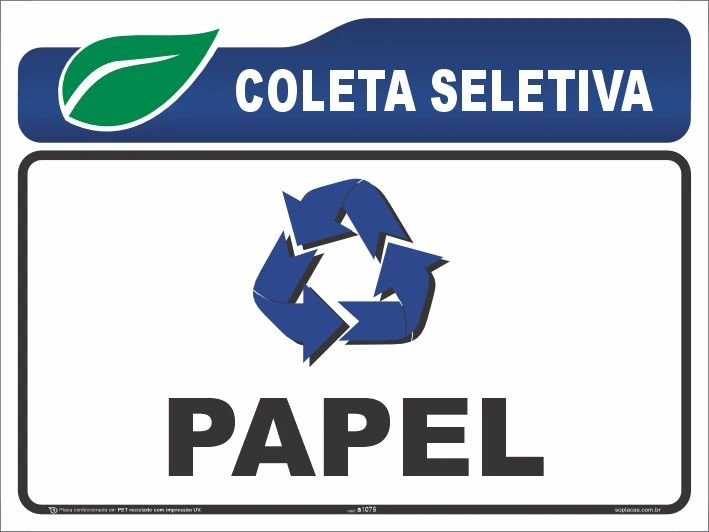 Placa de coleta seletiva: Papel