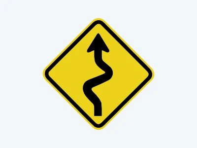Placa de advertência A-3A: Pista sinuosa à esquerda