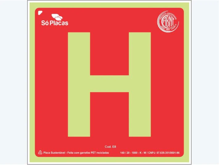 Placa de incêndio E8: Hidrante E8