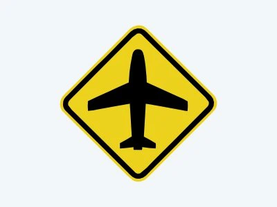 Placa de advertência A-43: Aeroporto
